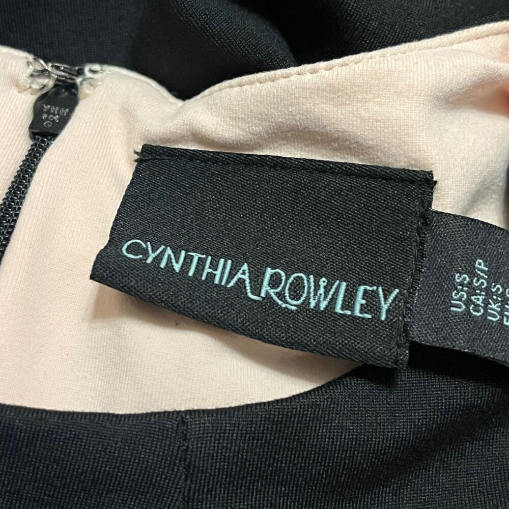 CYNTHIA ROWLEY BLACK FIT & FLARE DRESS CUTOUT DETAIL S EUC! - Picture 10 of 14
